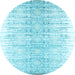 Round Abstract Light Blue Contemporary Rug, con1468lblu