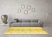 Machine Washable Abstract Yellow Contemporary Rug in a Living Room, wshcon1468yw