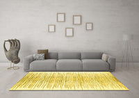 Machine Washable Abstract Yellow Contemporary Rug, wshcon1468yw