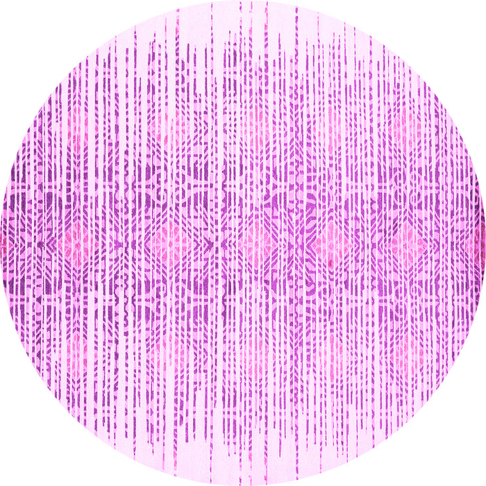 Round Machine Washable Abstract Pink Contemporary Rug, wshcon1468pnk