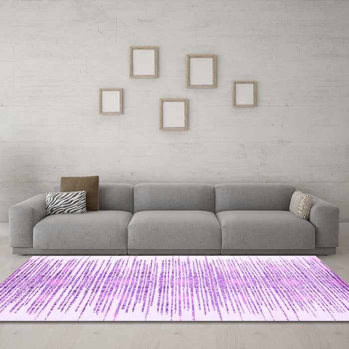 Machine Washable Abstract Purple Contemporary Area Rugs in a Living Room, wshcon1468pur