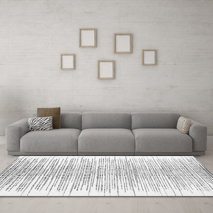 Machine Washable Abstract Gray Contemporary Rug in a Living Room,, wshcon1468gry