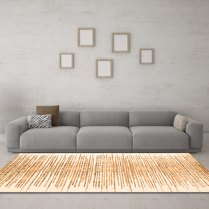Machine Washable Abstract Orange Contemporary Area Rugs in a Living Room, wshcon1468org
