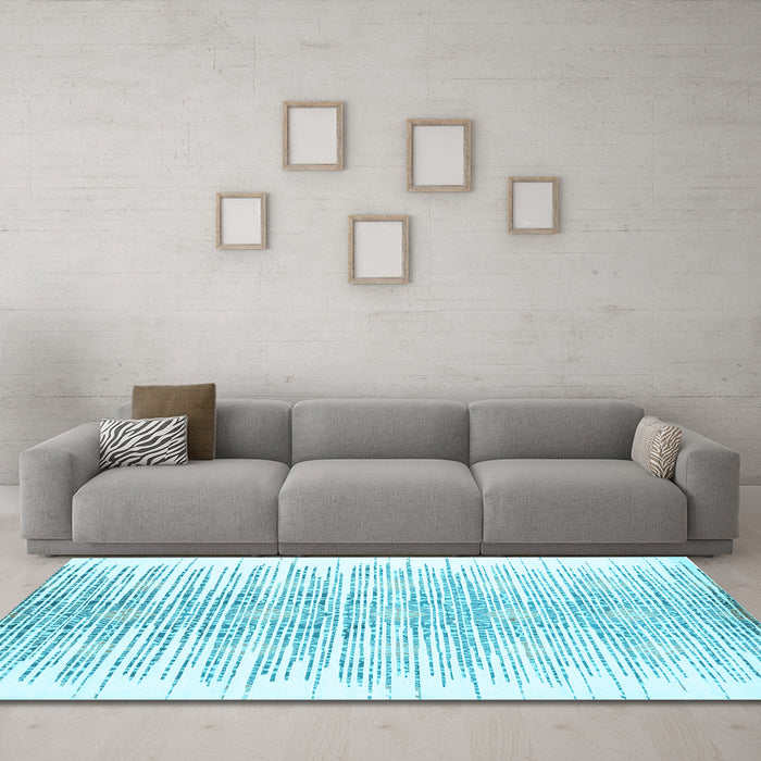 Machine Washable Abstract Light Blue Contemporary Rug in a Living Room, wshcon1468lblu