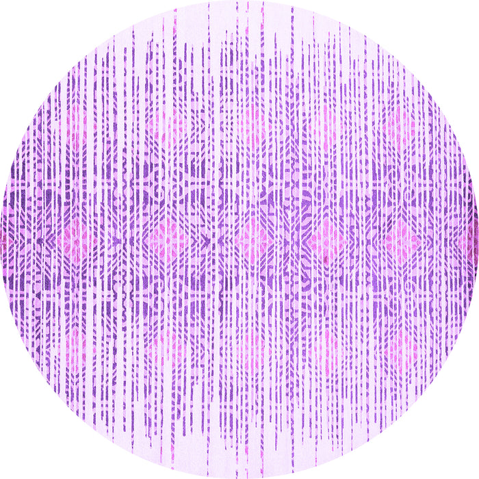 Round Machine Washable Abstract Purple Contemporary Area Rugs, wshcon1468pur