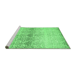 Sideview of Machine Washable Abstract Emerald Green Contemporary Area Rugs, wshcon1469emgrn