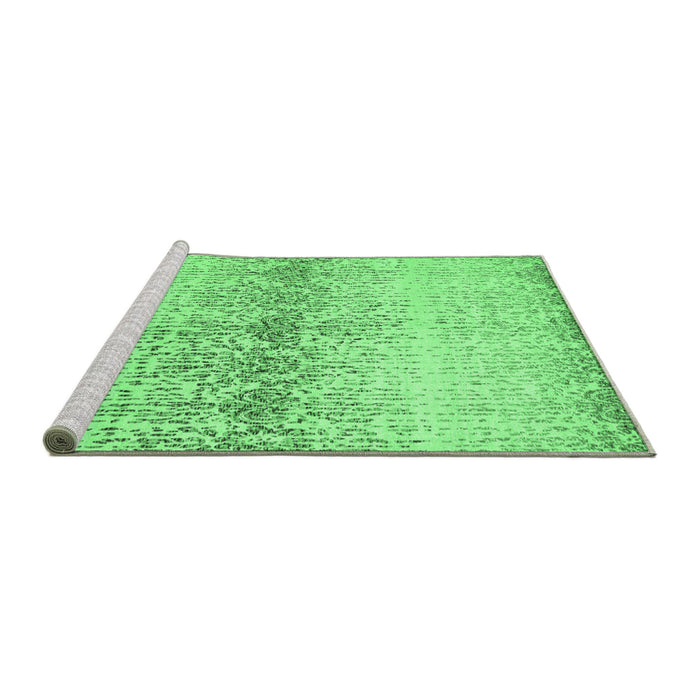 Sideview of Machine Washable Abstract Emerald Green Contemporary Area Rugs, wshcon1469emgrn