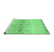 Sideview of Machine Washable Abstract Emerald Green Contemporary Area Rugs, wshcon1469emgrn