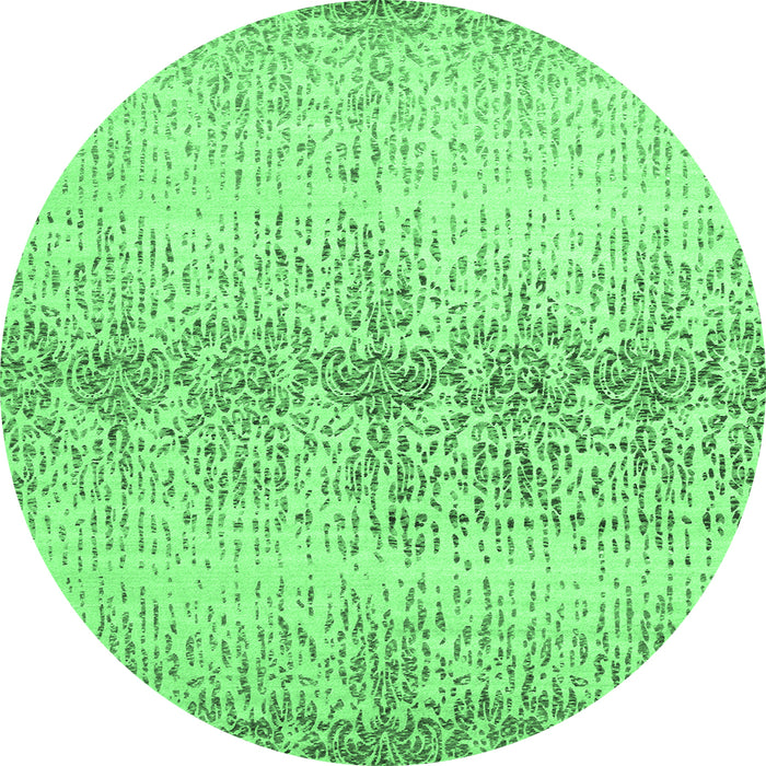 Round Abstract Emerald Green Contemporary Rug, con1469emgrn