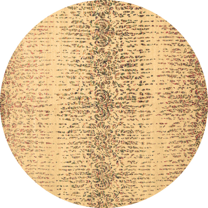 Round Abstract Brown Contemporary Rug, con1469brn