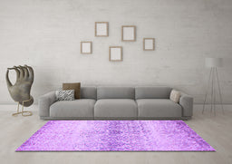 Machine Washable Abstract Purple Contemporary Area Rugs in a Living Room, wshcon1469pur