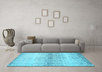 Machine Washable Abstract Light Blue Contemporary Rug, wshcon1469lblu