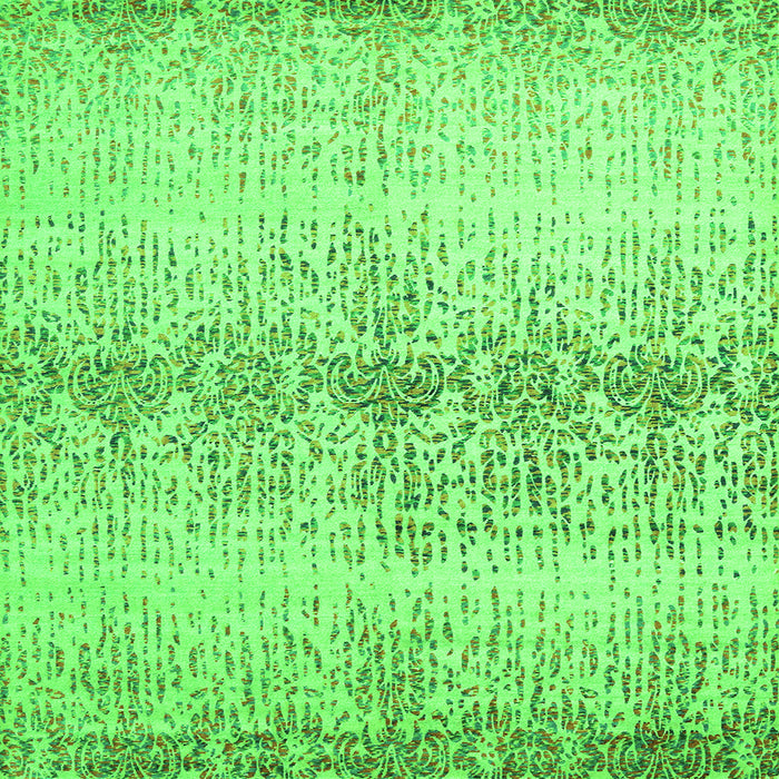 Round Machine Washable Abstract Green Contemporary Area Rugs, wshcon1469grn