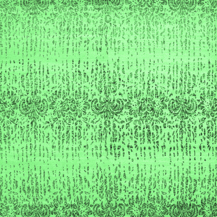 Square Machine Washable Abstract Emerald Green Contemporary Area Rugs, wshcon1469emgrn