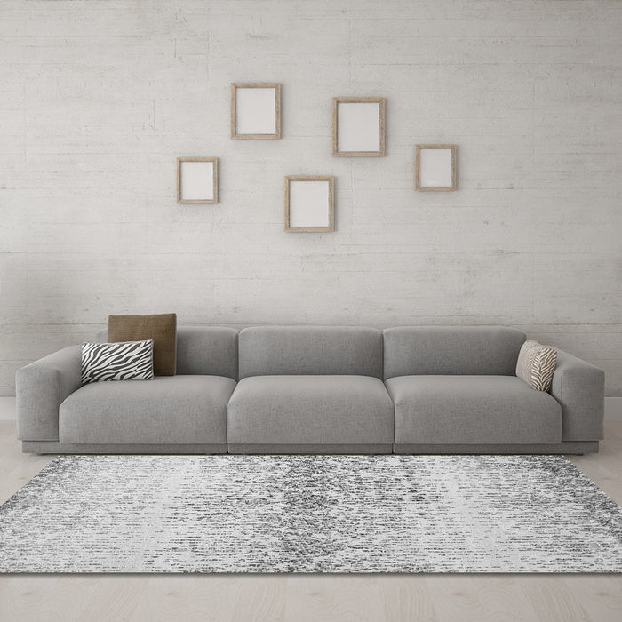 Machine Washable Abstract Gray Contemporary Rug in a Living Room,, wshcon1469gry