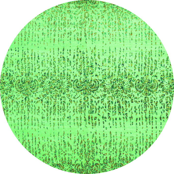 Square Abstract Green Contemporary Rug, con1469grn