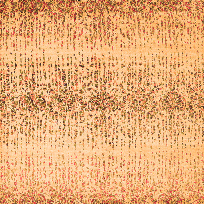 Round Machine Washable Abstract Orange Contemporary Area Rugs, wshcon1469org