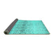 Sideview of Abstract Turquoise Contemporary Rug, con1469turq