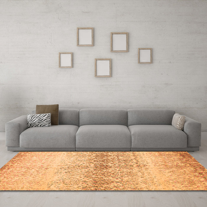Machine Washable Abstract Orange Contemporary Area Rugs in a Living Room, wshcon1469org