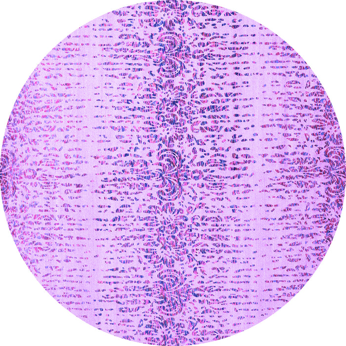 Round Machine Washable Abstract Purple Contemporary Area Rugs, wshcon1469pur