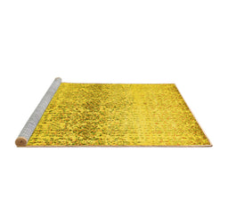 Sideview of Machine Washable Abstract Yellow Contemporary Rug, wshcon1469yw