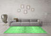 Machine Washable Abstract Emerald Green Contemporary Area Rugs in a Living Room,, wshcon1469emgrn