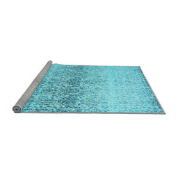 Sideview of Machine Washable Abstract Light Blue Contemporary Rug, wshcon1469lblu