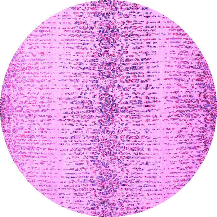 Round Abstract Pink Contemporary Rug, con1469pnk