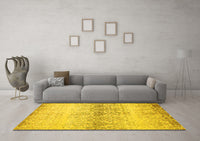 Machine Washable Abstract Yellow Contemporary Rug, wshcon1469yw