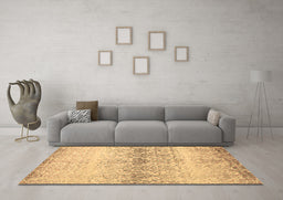 Machine Washable Abstract Brown Contemporary Rug in a Living Room,, wshcon1469brn
