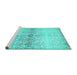 Sideview of Machine Washable Abstract Turquoise Contemporary Area Rugs, wshcon1469turq