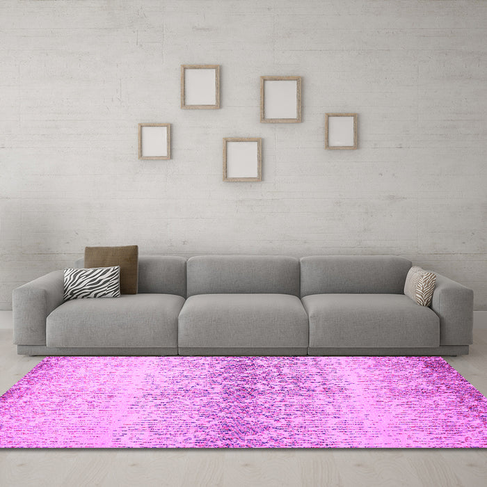 Machine Washable Abstract Pink Contemporary Rug in a Living Room, wshcon1469pnk