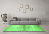 Machine Washable Abstract Green Contemporary Rug, wshcon1469grn