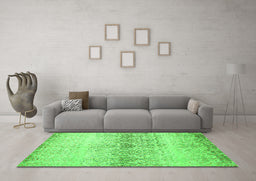 Machine Washable Abstract Green Contemporary Area Rugs in a Living Room,, wshcon1469grn