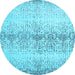 Round Abstract Light Blue Contemporary Rug, con1469lblu