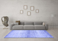 Machine Washable Abstract Blue Contemporary Rug, wshcon1469blu