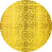 Round Abstract Yellow Contemporary Rug, con1469yw