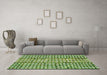 Machine Washable Southwestern Green Country Area Rugs in a Living Room,, wshcon146grn