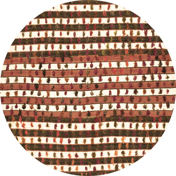 Round Machine Washable Southwestern Brown Country Rug, wshcon146brn