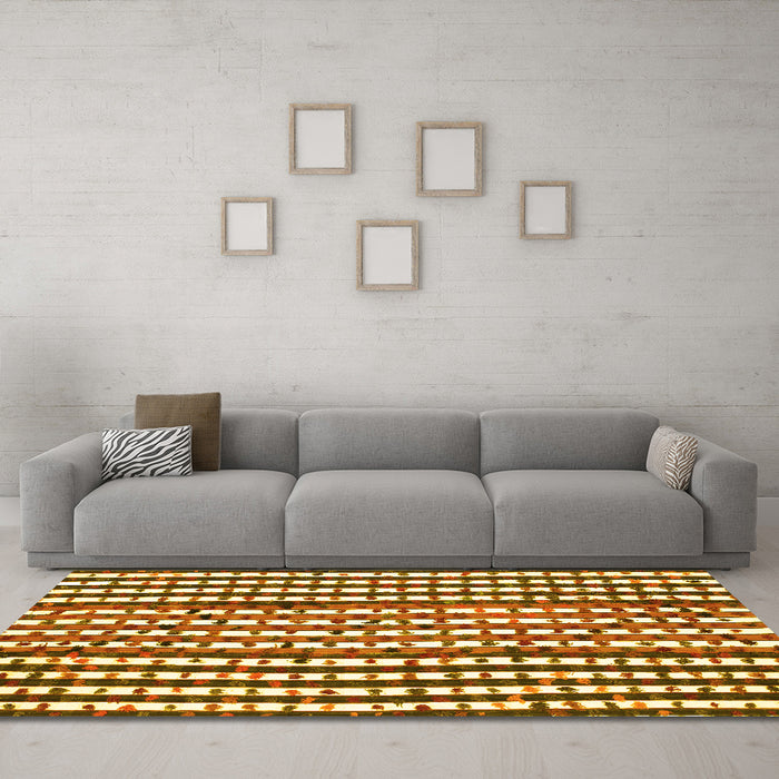 Machine Washable Southwestern Yellow Country Rug in a Living Room, wshcon146yw