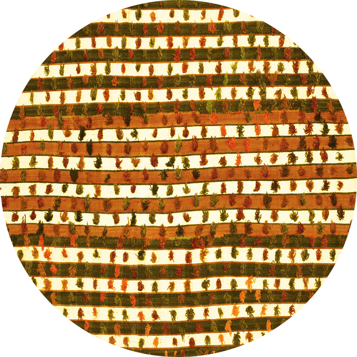 Round Southwestern Yellow Country Rug, con146yw