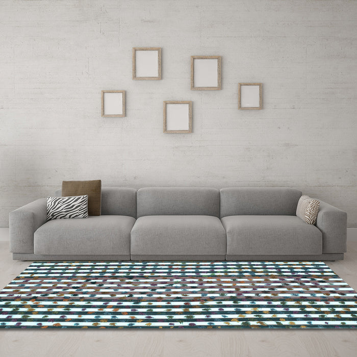 Machine Washable Southwestern Light Blue Country Rug in a Living Room, wshcon146lblu