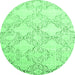 Round Abstract Emerald Green Contemporary Rug, con1470emgrn