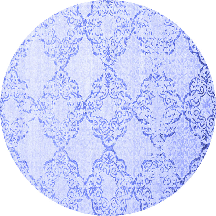 Round Abstract Blue Contemporary Rug, con1470blu