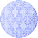 Round Abstract Blue Contemporary Rug, con1470blu