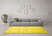 Machine Washable Abstract Yellow Contemporary Rug in a Living Room, wshcon1470yw