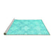 Sideview of Machine Washable Abstract Turquoise Contemporary Area Rugs, wshcon1470turq