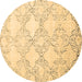 Round Abstract Brown Contemporary Rug, con1470brn