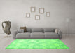 Machine Washable Abstract Green Contemporary Area Rugs in a Living Room,, wshcon1470grn