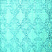 Square Machine Washable Abstract Turquoise Contemporary Area Rugs, wshcon1470turq